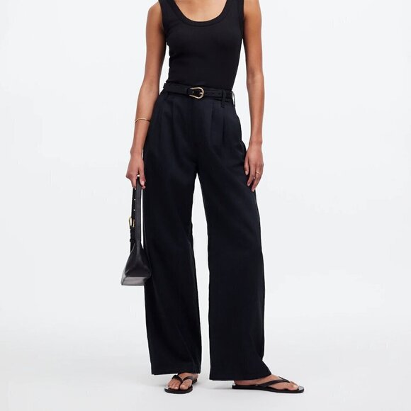 Madewell Pants - Madewell The Harlow Wide Leg Lightweight Lyocell Blend Pants Black Size 4/S NWT